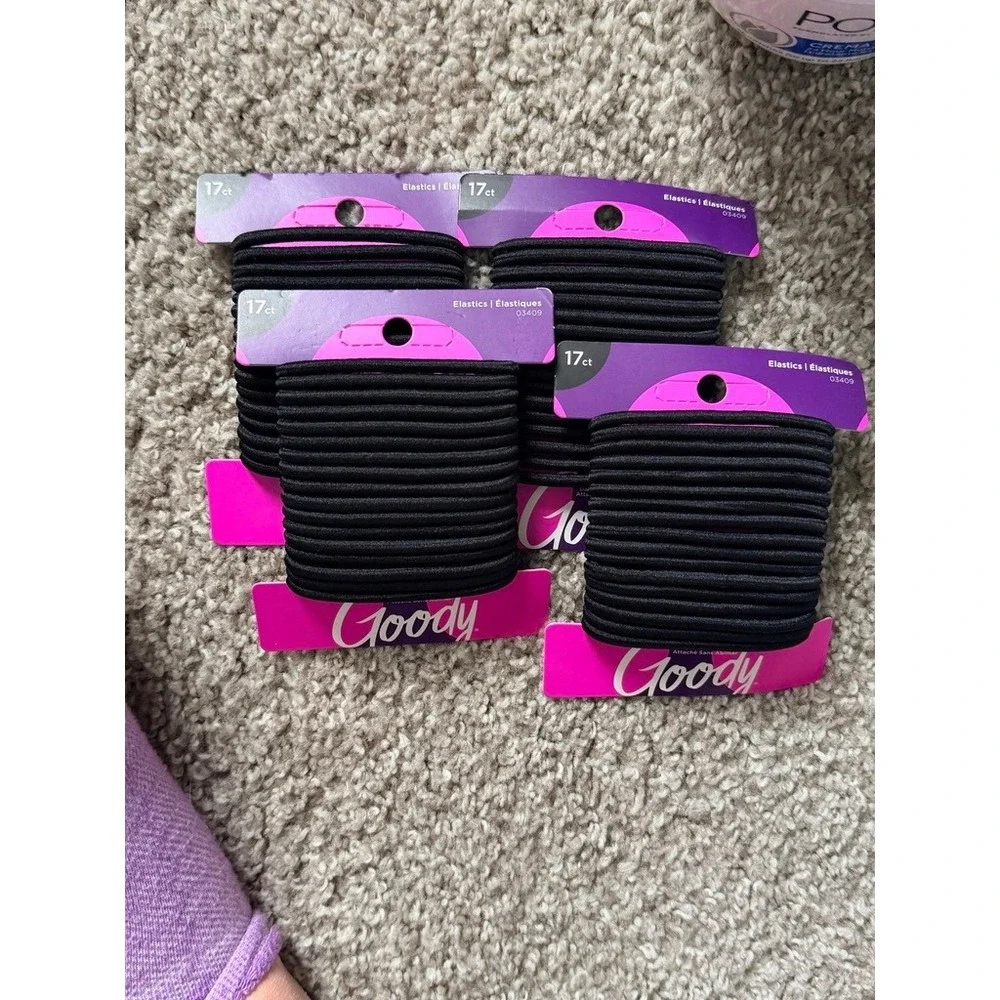 Goody Ouchless Black Hair Elastics 17ct Pack of 4 -‎ Hair Ties Bundle
